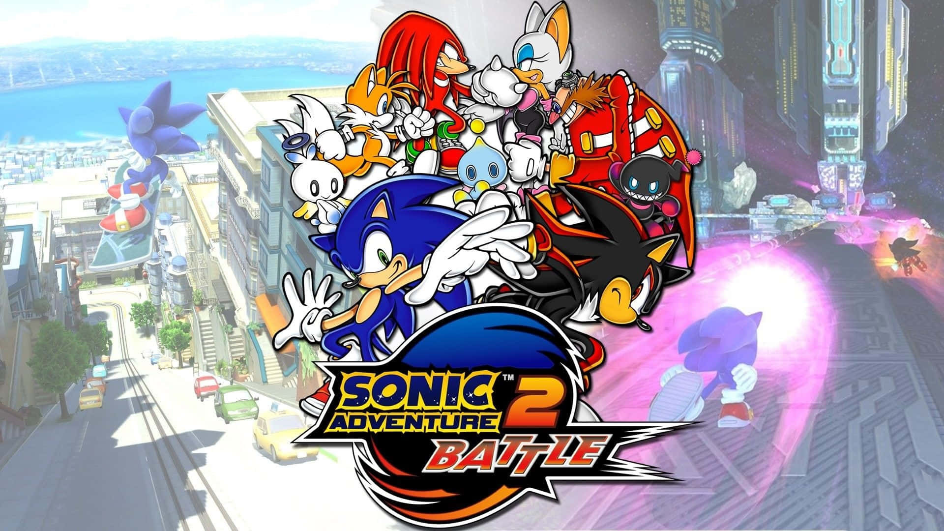 Sonicthe Hedgehog Se Lanza A Toda Velocidad Con El Poderoso Super Sonic En Sonic 2 Hd. Fondo de pantalla