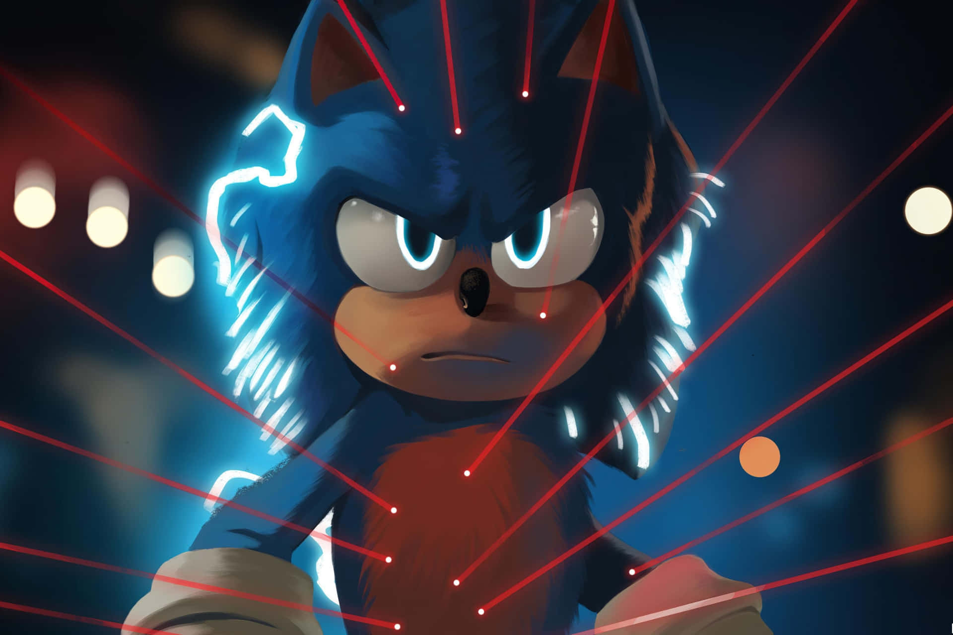 Sonic The Hedgehog With A Red Light Shining On Him Wallpaper
