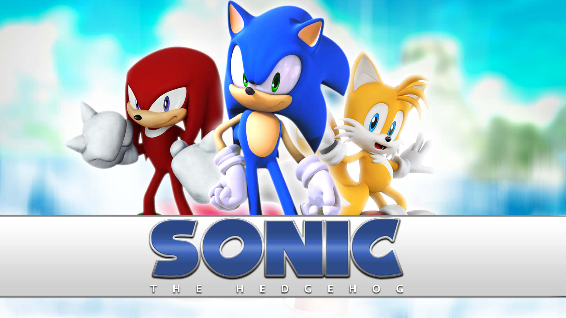 Sonic 2 HD Med Knuckles Og Haler Tapet Wallpaper