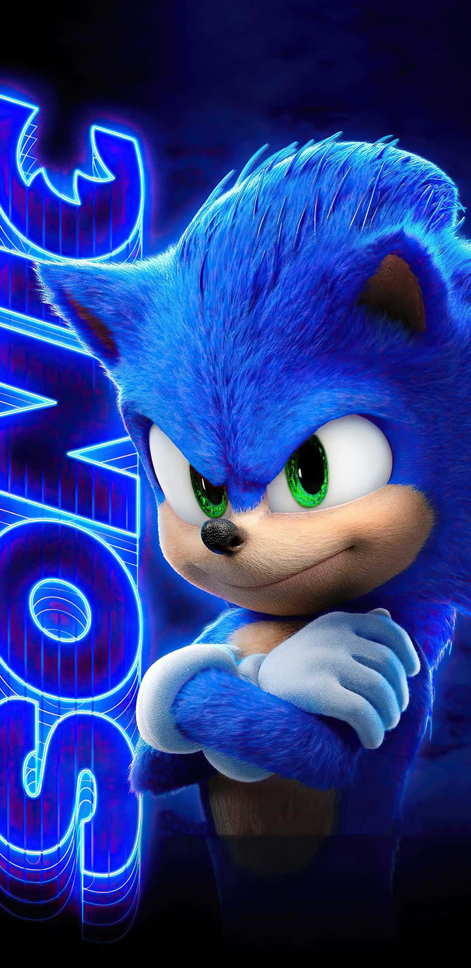 Sonic2 Hd Poster In Blu Neon Sfondo