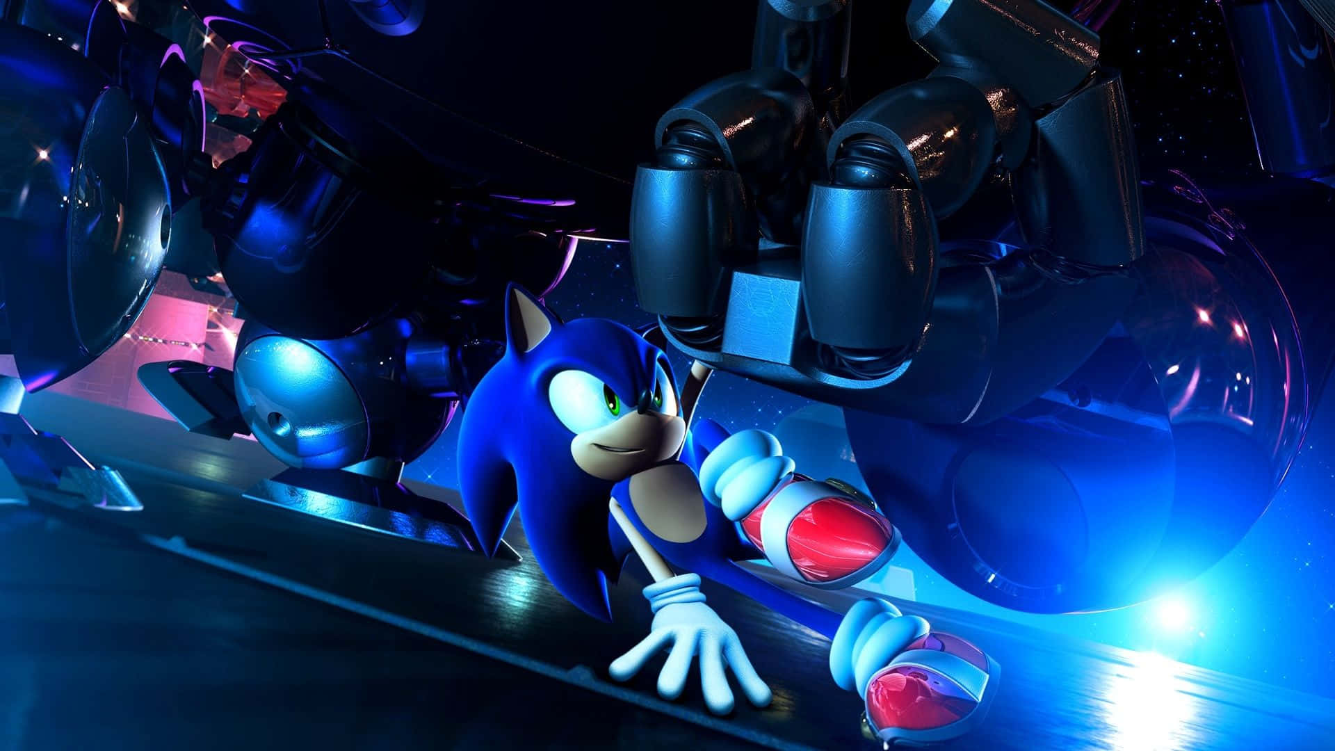 Sonic speeds through the streets at top speed in Sonic 2 HD Wallpaper