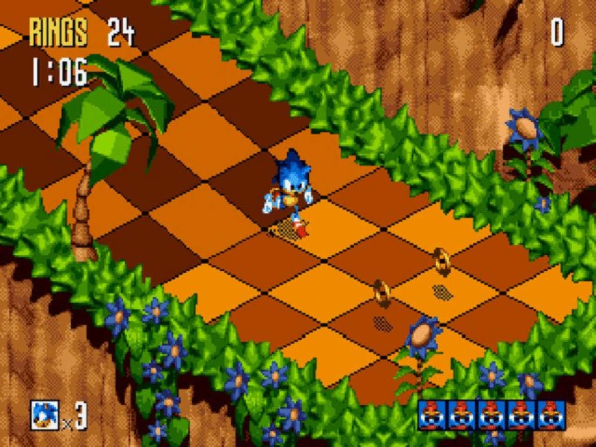 Sonic the Hedgehog in action on Sonic 3D Blast Wallpaper