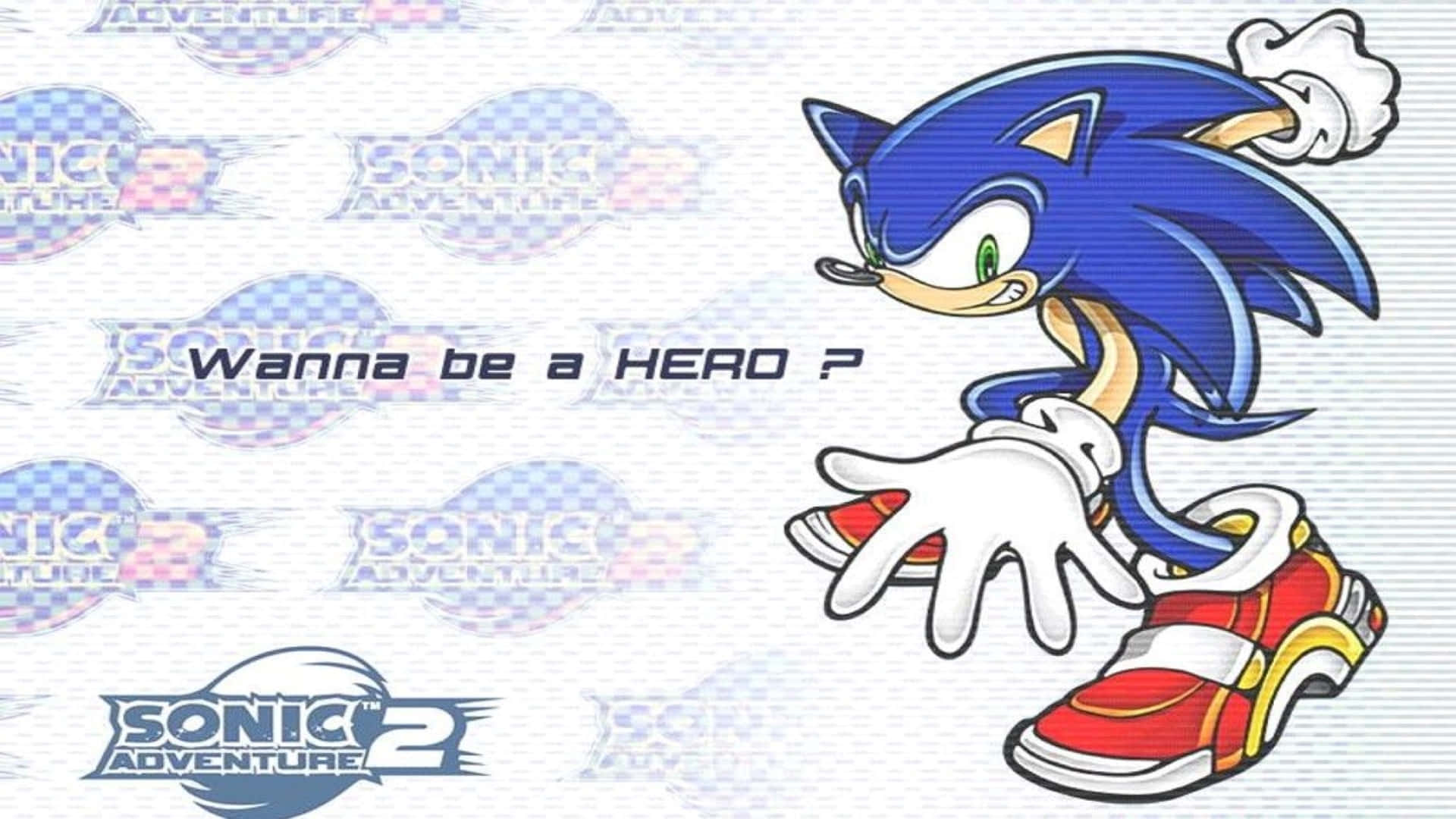 Sonic the Hedgehog racing through a scenic cityscape in Sonic Adventure HD Wallpaper