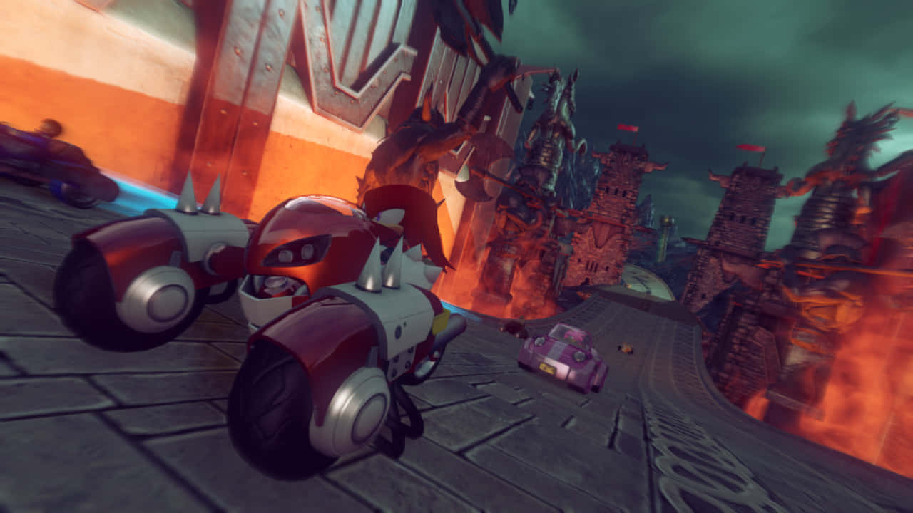 Sonic and friends take the race to new heights in Sonic&All-Stars Racing Transformed Wallpaper