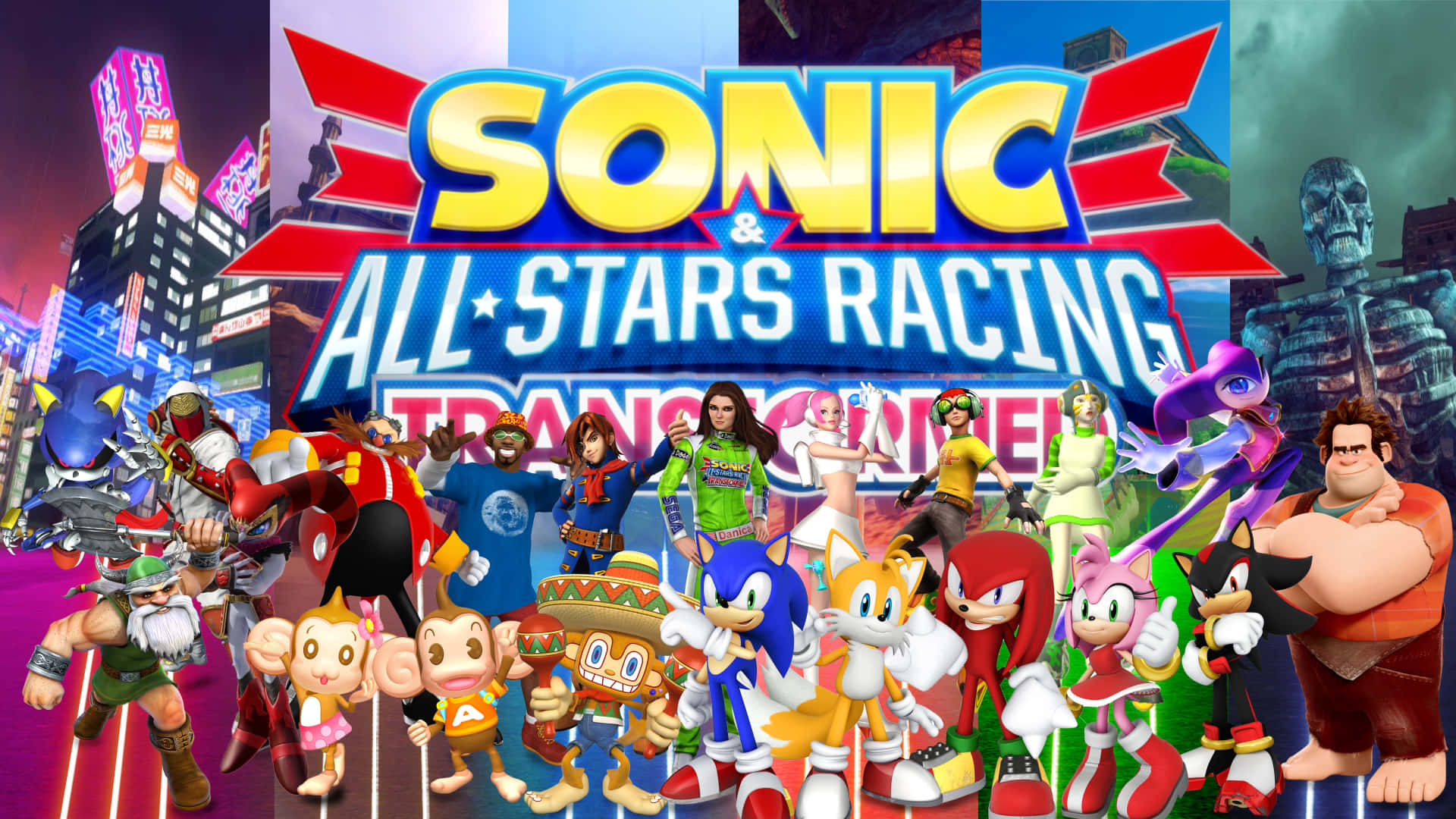 Sonic and Friends Racing in a Turbo-Packed Adventure Wallpaper