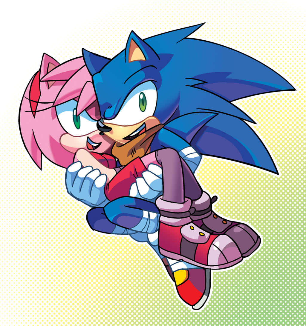 Sonic and Amy Together in Love Wallpaper