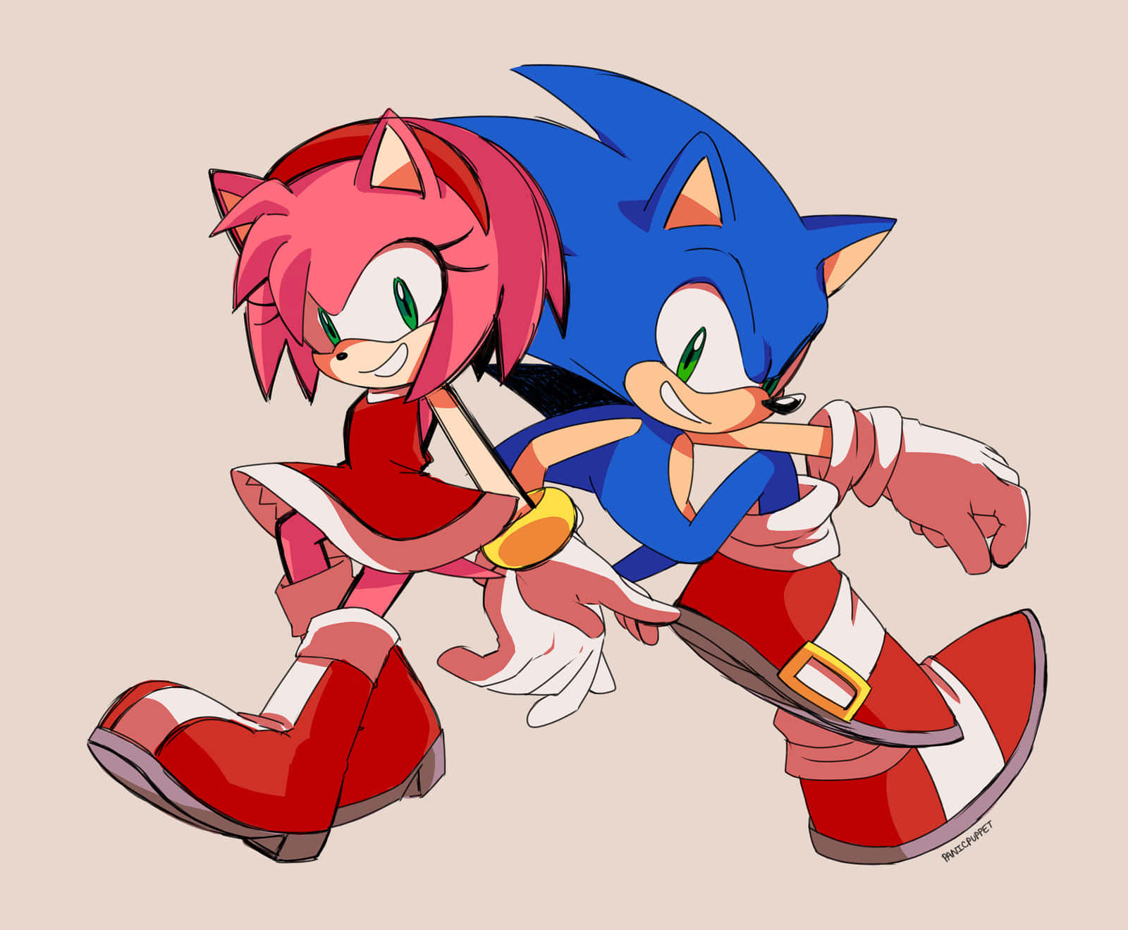 Sonic and Amy: Love in Action Wallpaper