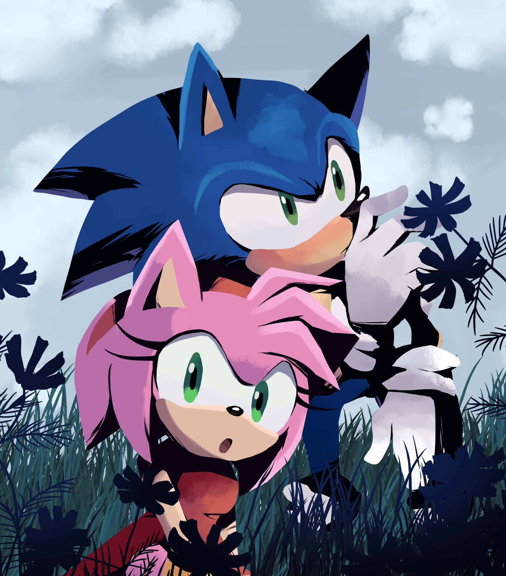 Sonic and Amy share a special moment Wallpaper