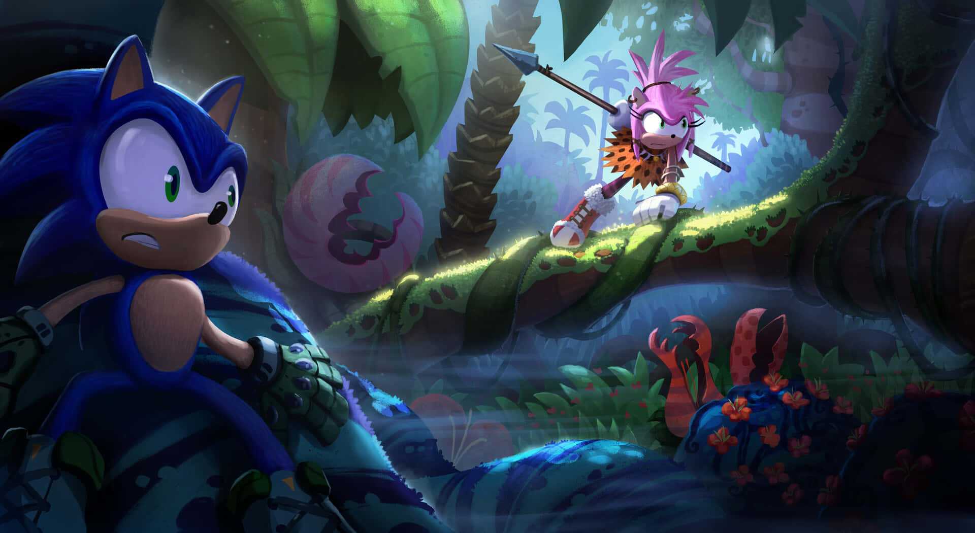 Sonic_and_ Amy_in_ Jungle_ Adventure Wallpaper