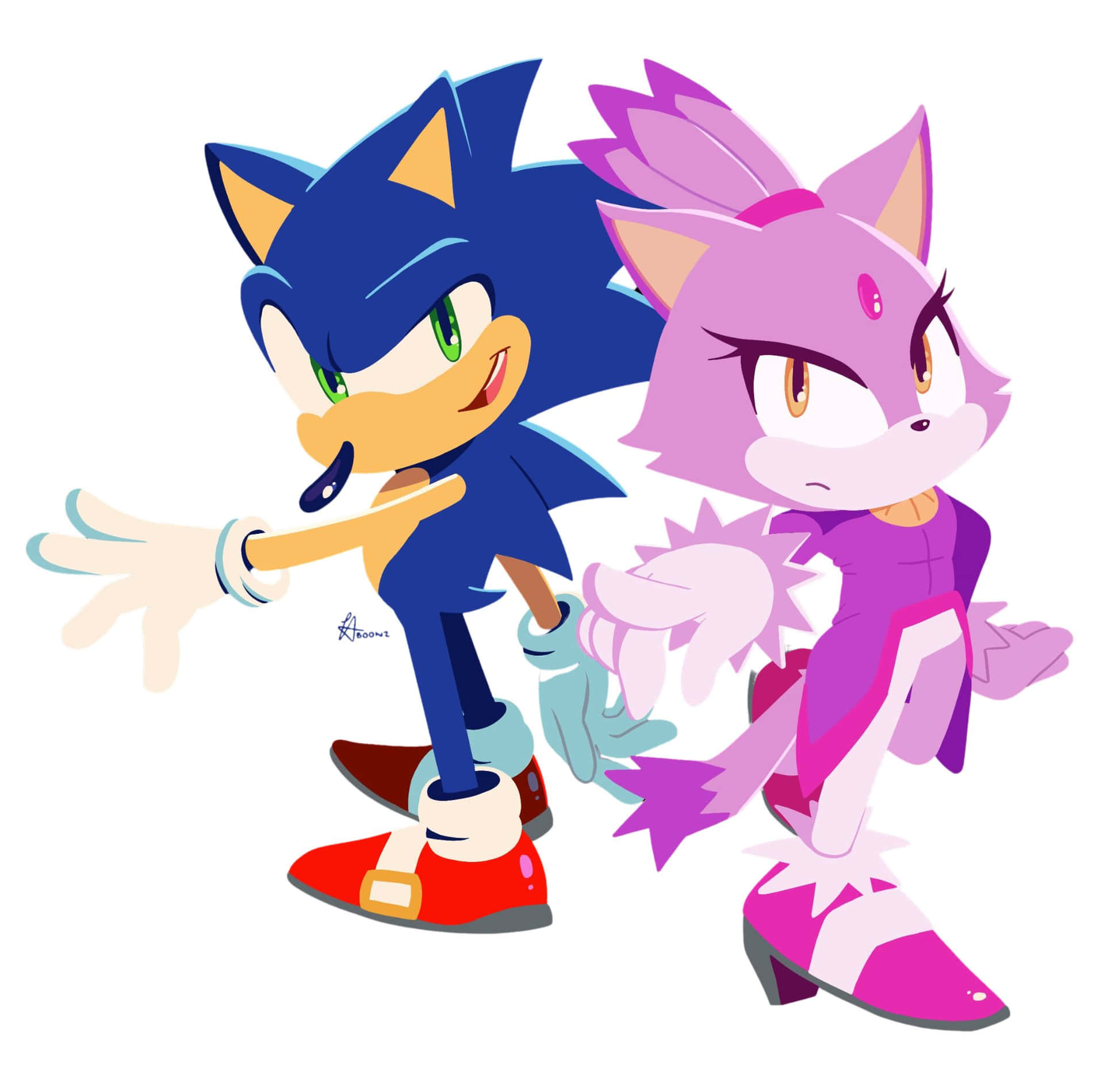 Sonic and Blaze in Action Wallpaper