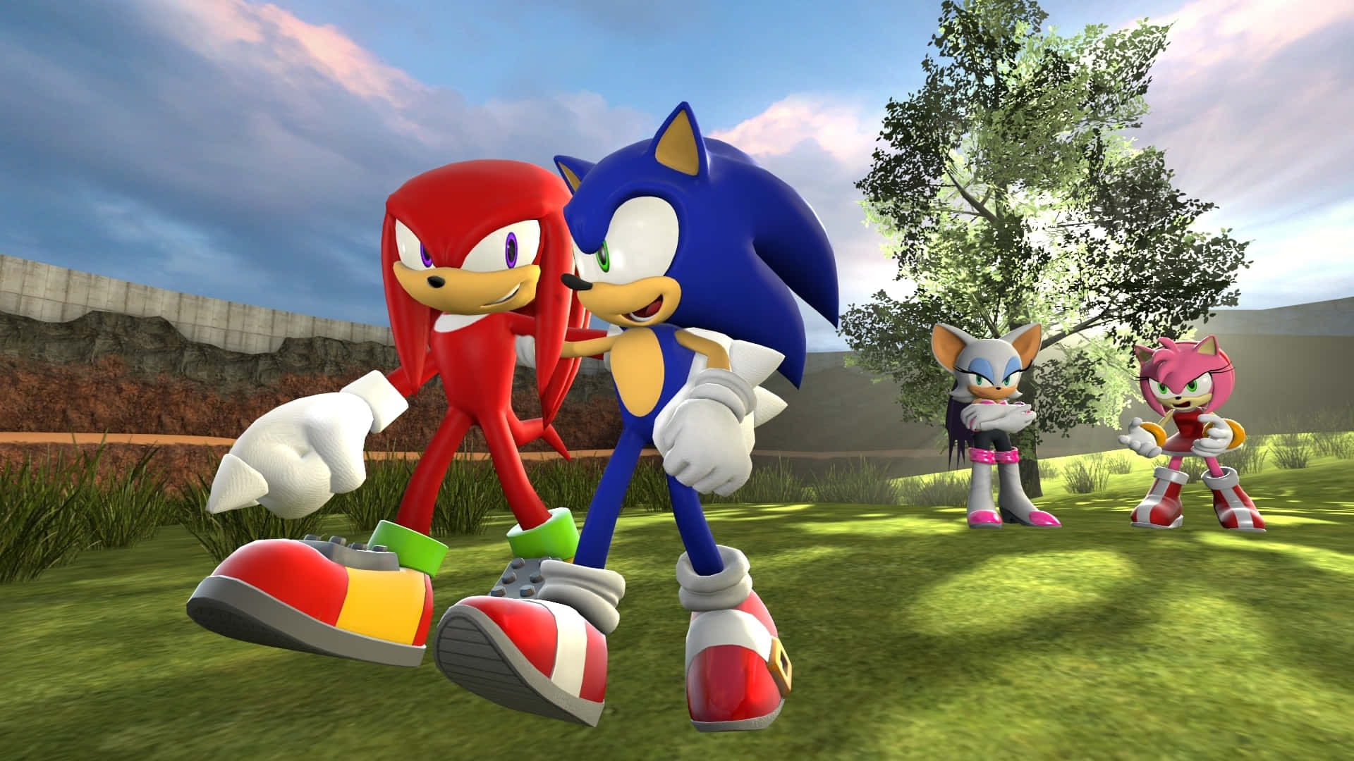 Sonic and Knuckles - Classic Duo in Action Wallpaper