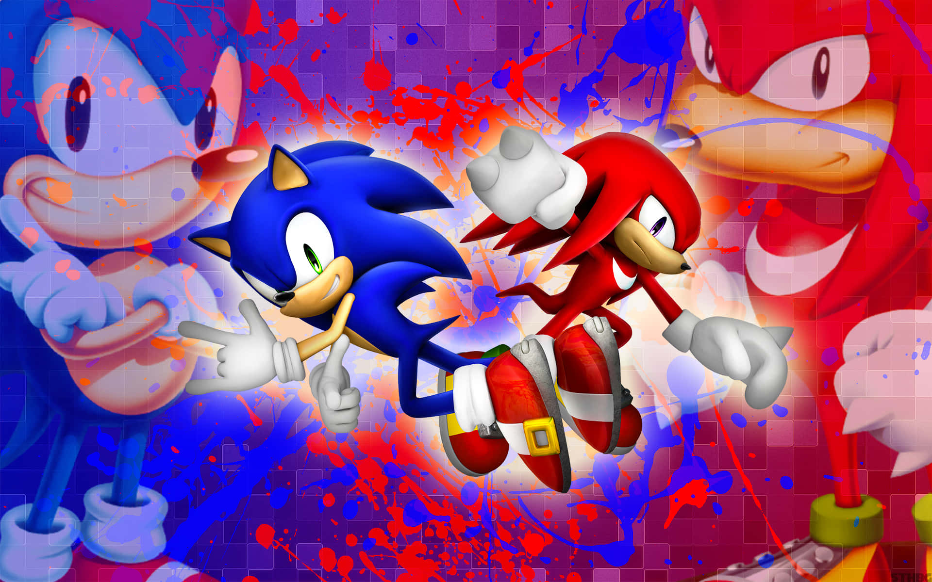 Epic battle between Sonic and Knuckles in the world of gaming Wallpaper