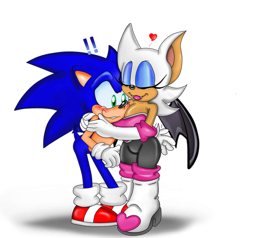 Sonic and Rouge Embracing Each Other Wallpaper