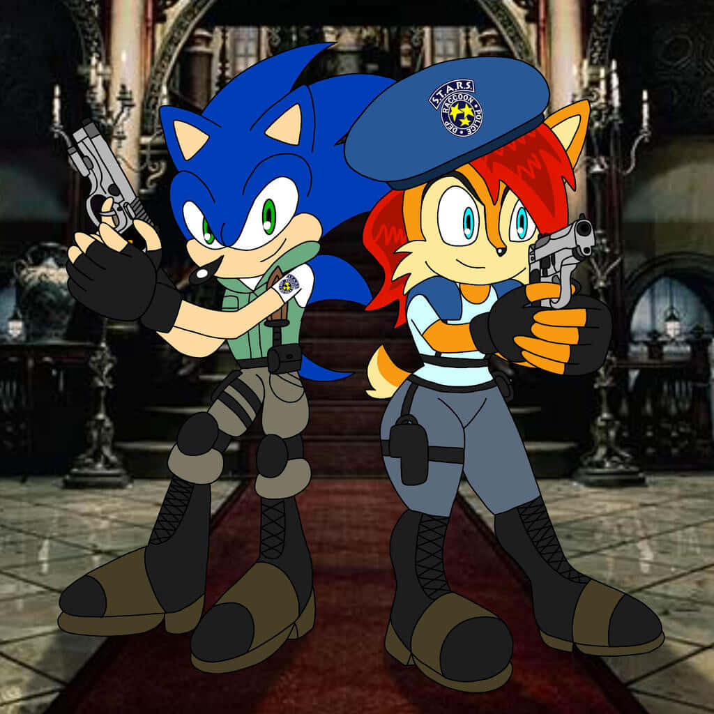 Sonic and Sally's Romantic Moment Wallpaper