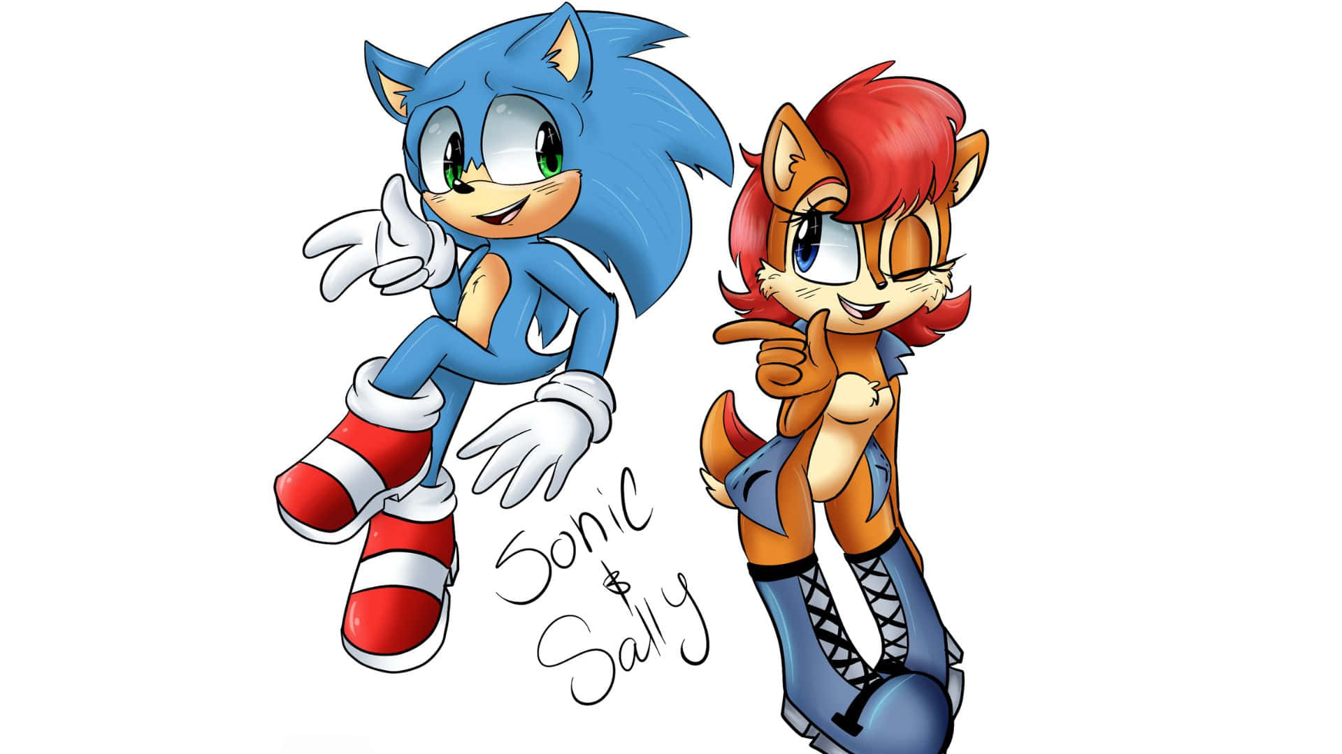 Sonic and Sally share a moment together Wallpaper