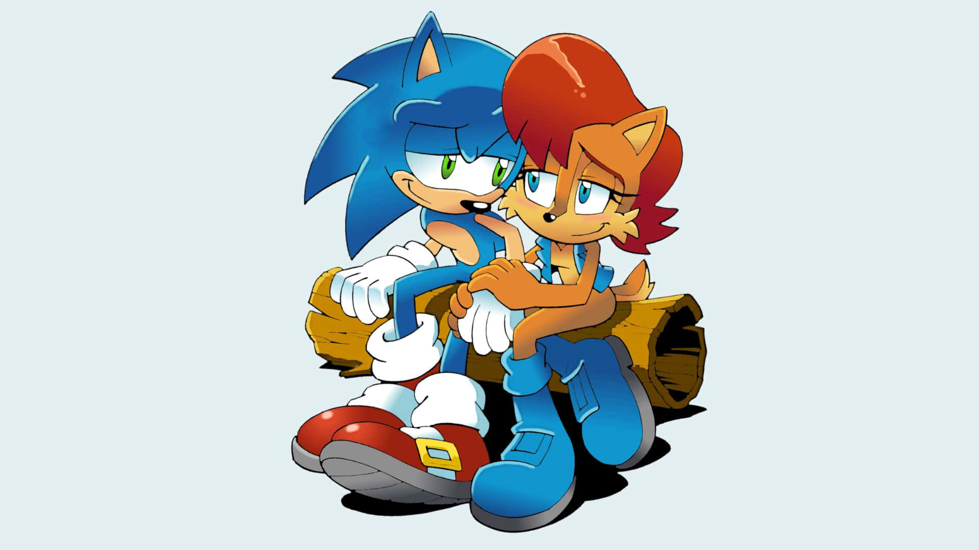 Sonic and Sally sharing a loving moment Wallpaper