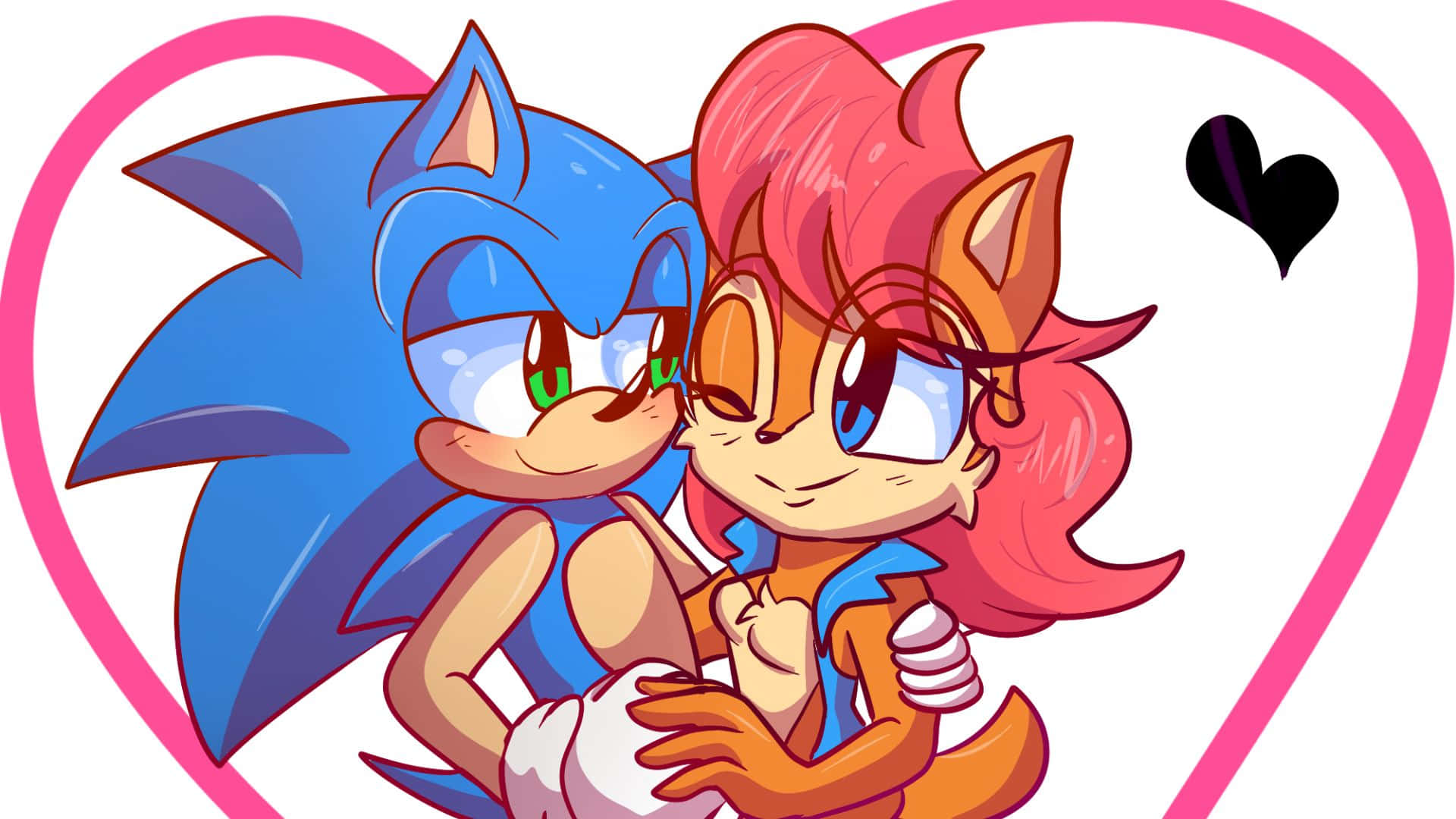 Sonic and Sally sharing a sweet moment together Wallpaper