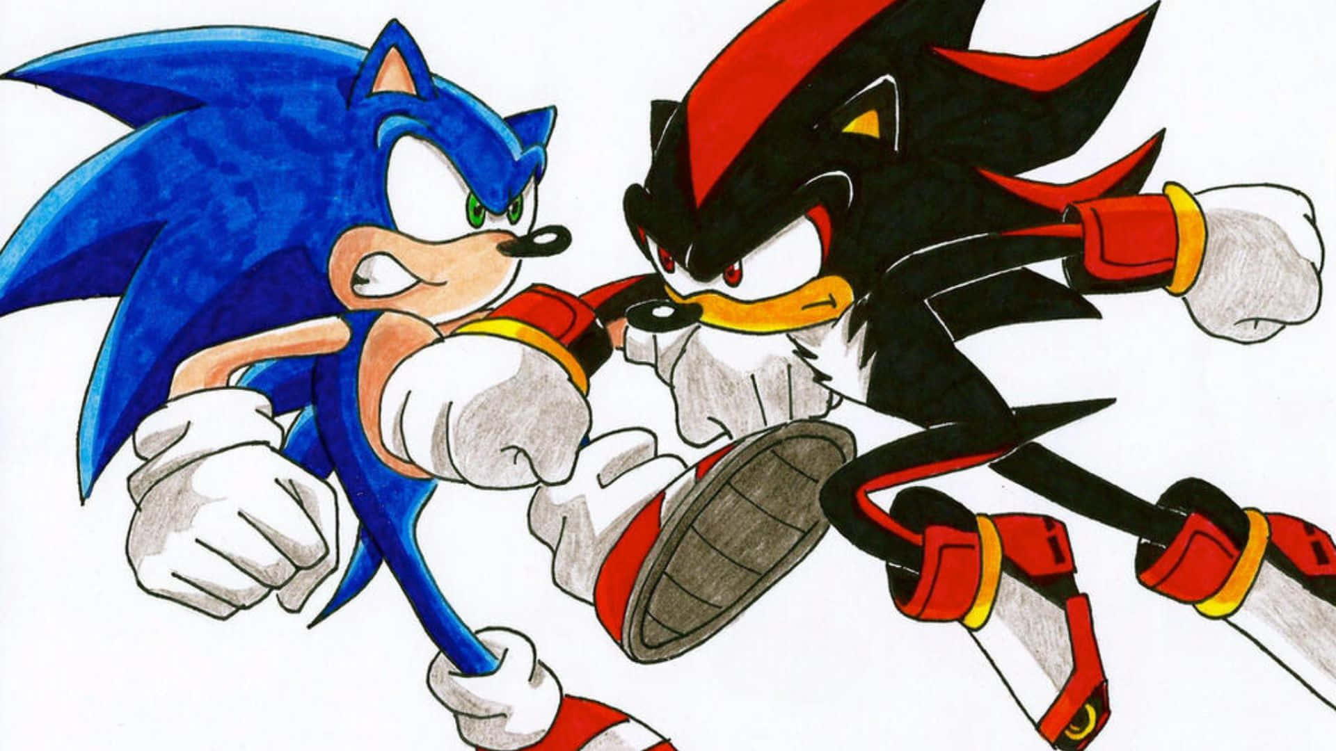 Sonic and Shadow together in an epic gaming adventure Wallpaper