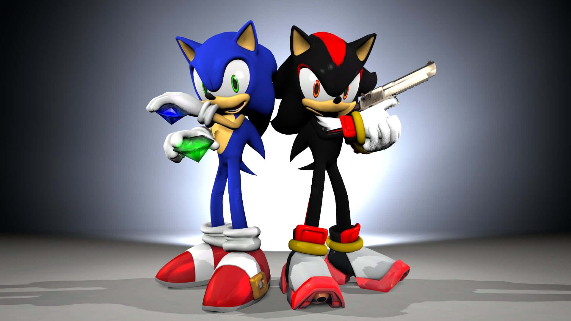Intense Rivalry - Sonic and Shadow Faceoff Wallpaper