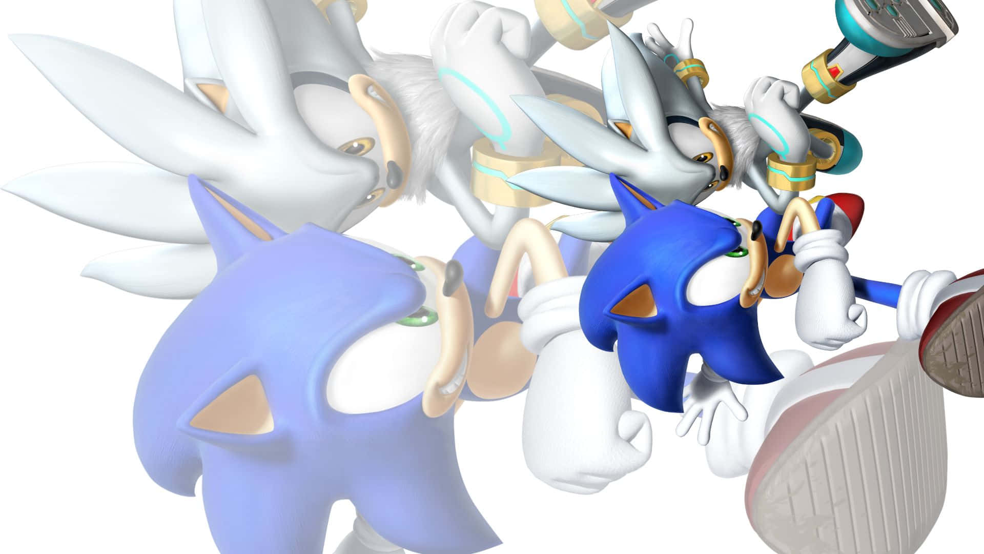 Sonic and Silver in Action Wallpaper