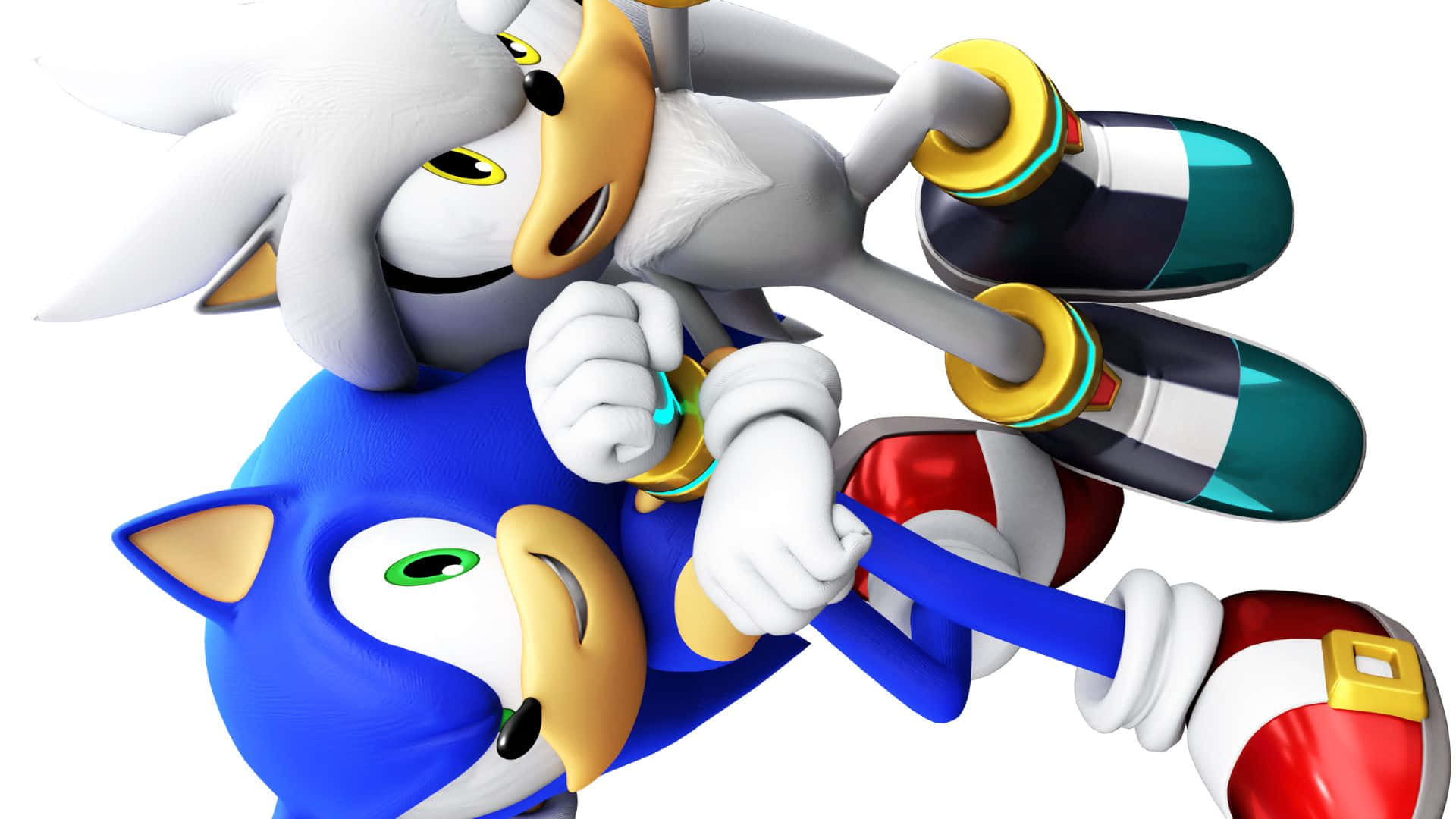 Sonic and Silver in an action-packed scene Wallpaper