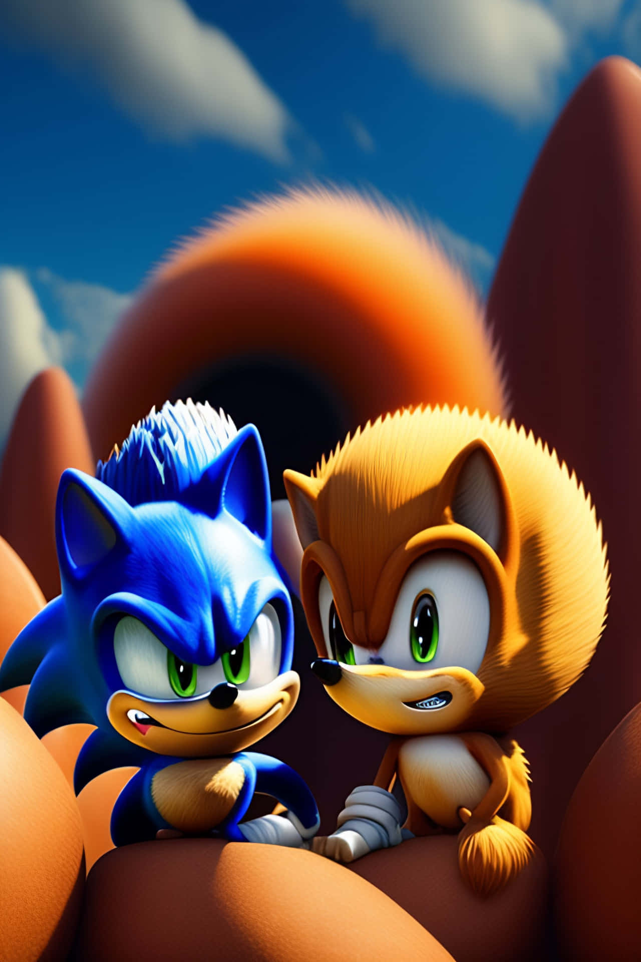Sonic and Tails in action on an exciting adventure Wallpaper
