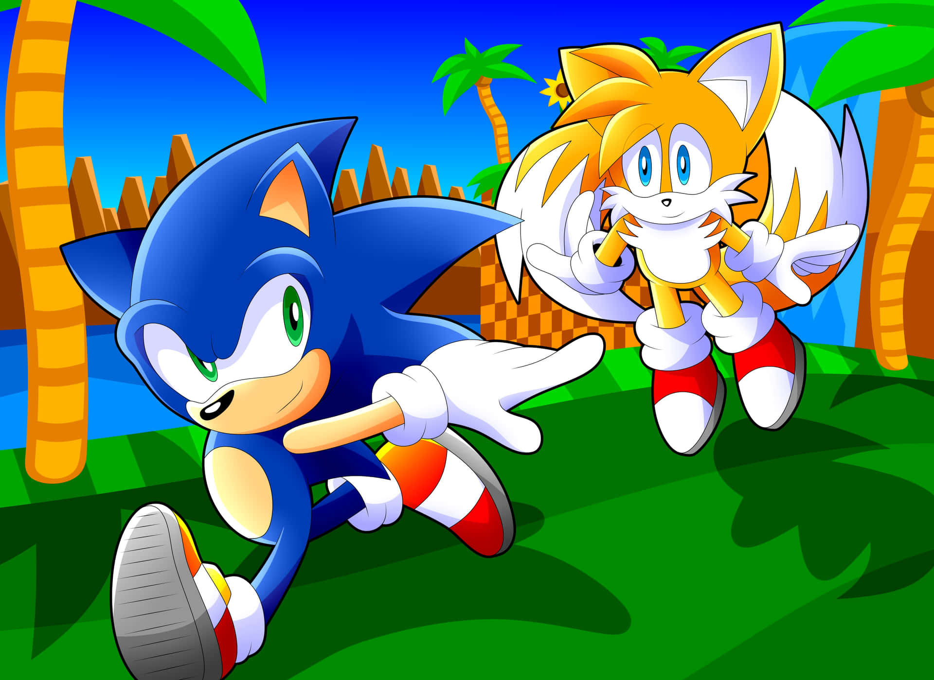 Sonic and Tails team up for an action-packed adventure Wallpaper
