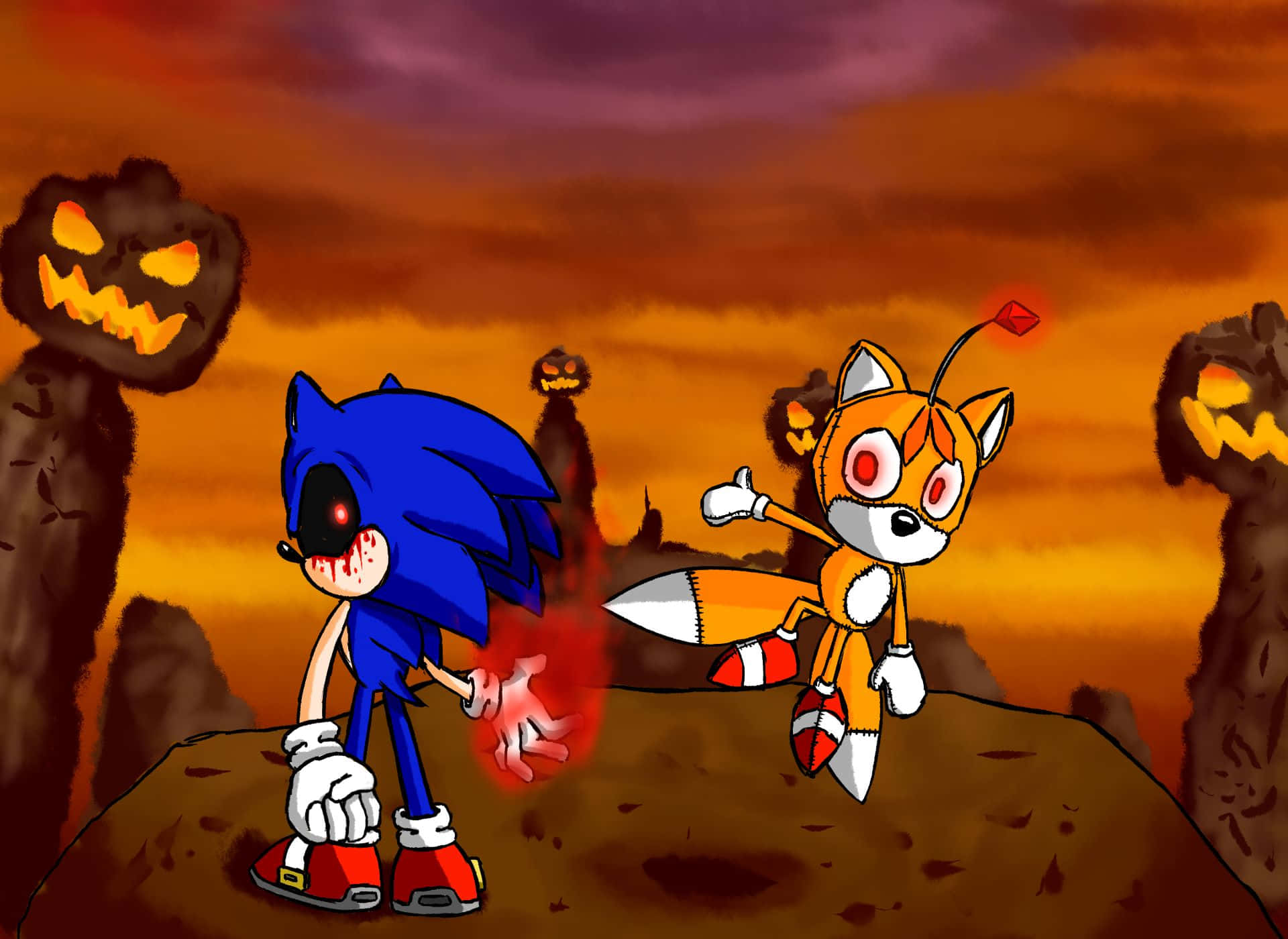 Sonic En Tails Halloween Avontuur Achtergrond