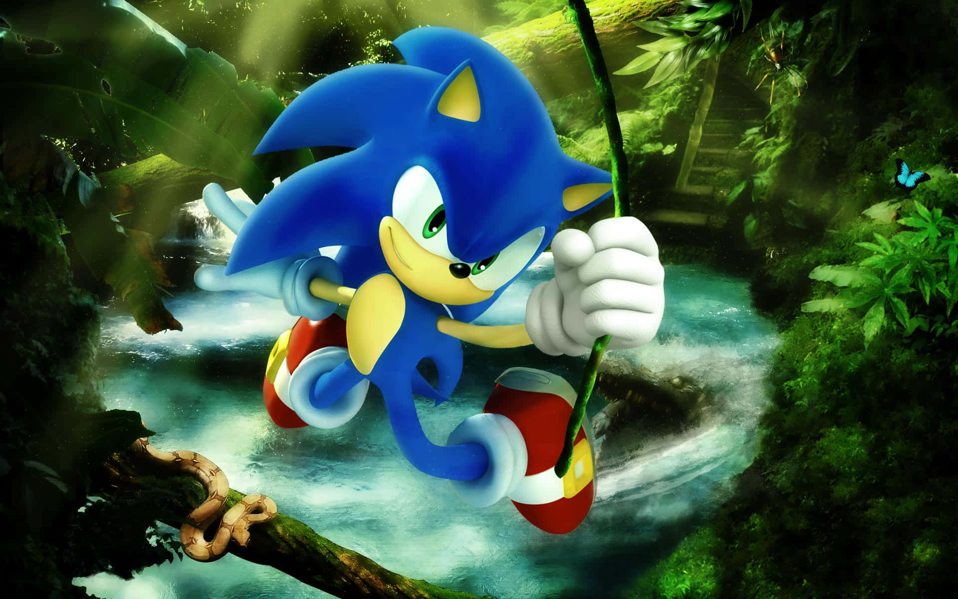 Sonic the Hedgehog racing through the magical world of the Secret Rings Wallpaper