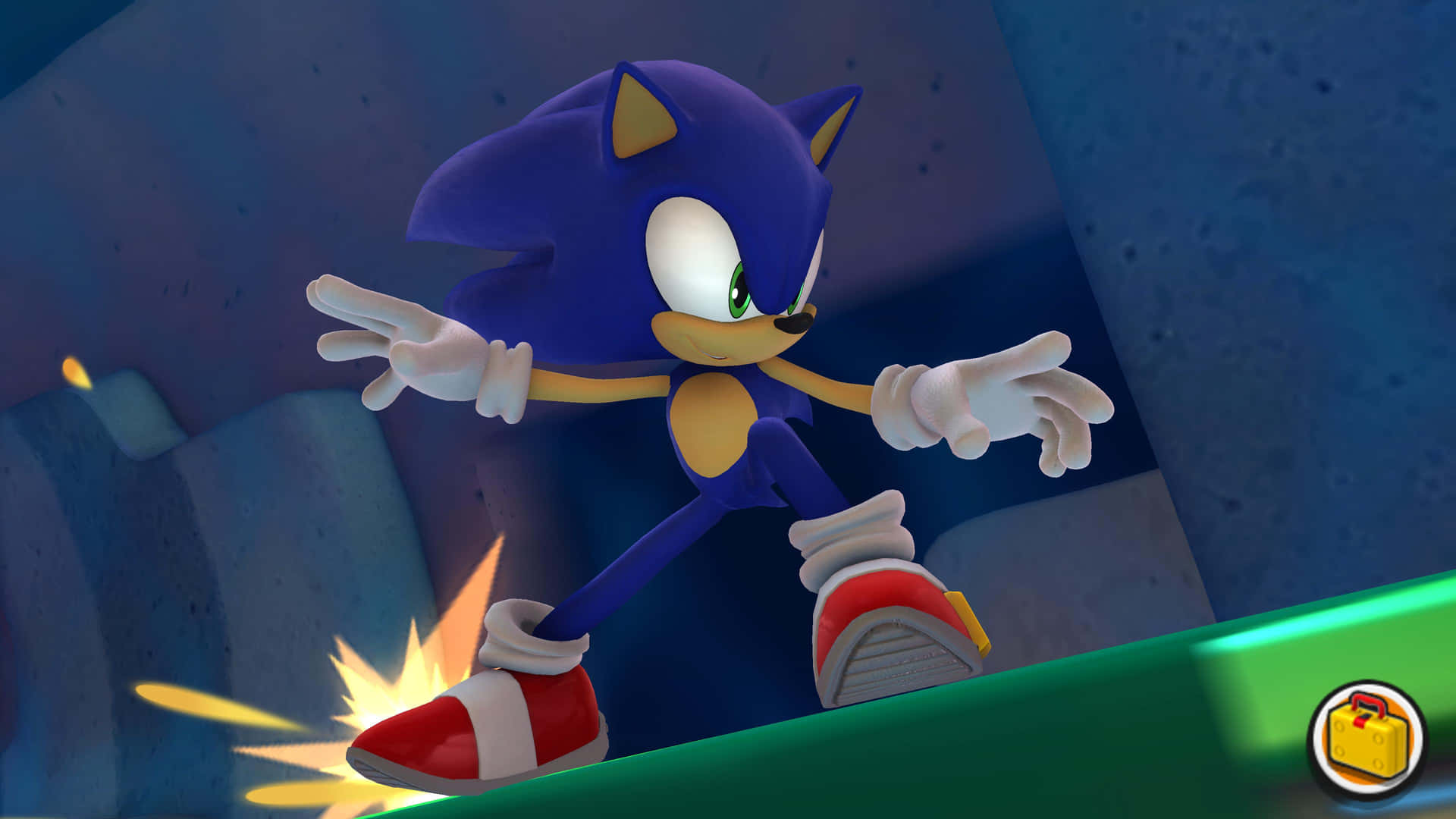 Sonic the Hedgehog in an action-packed adventure in Sonic and the Secret Rings Wallpaper
