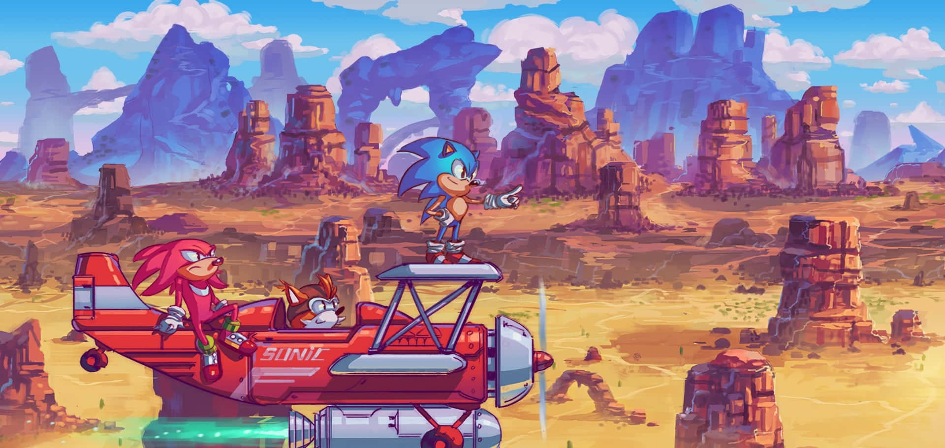 Sonic the Hedgehog exploring the vibrant and mysterious Angel Island Wallpaper