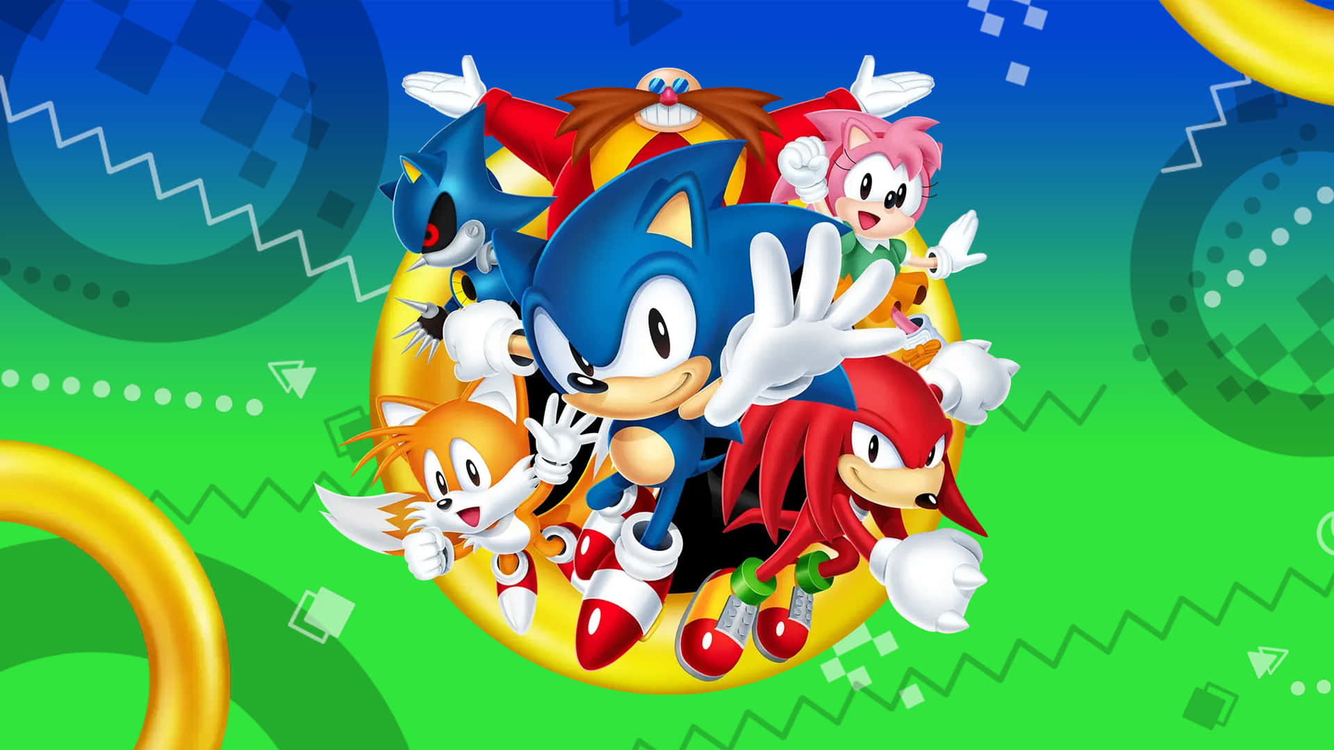 Sonic the Hedgehog Breaking Through Wallpaper