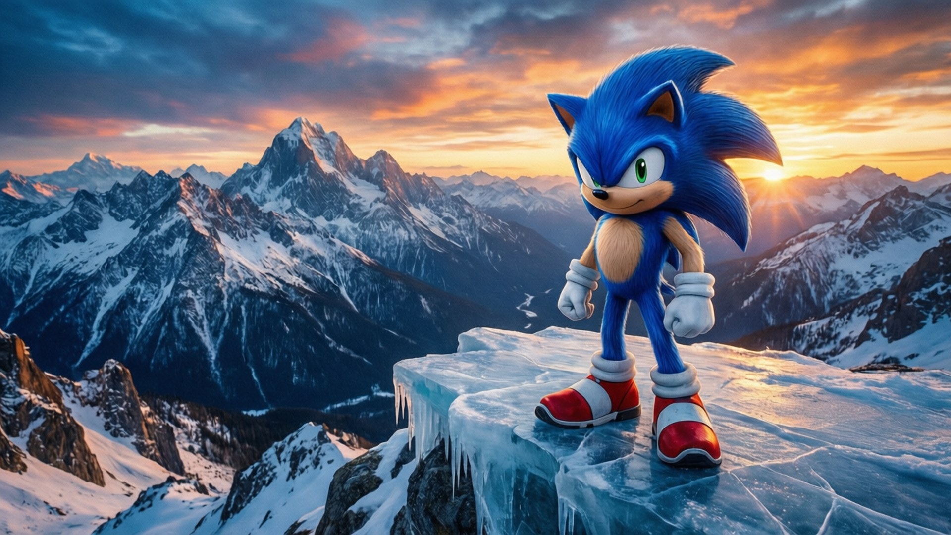 Sonic am Sonnenuntergangsgipfel Wallpaper