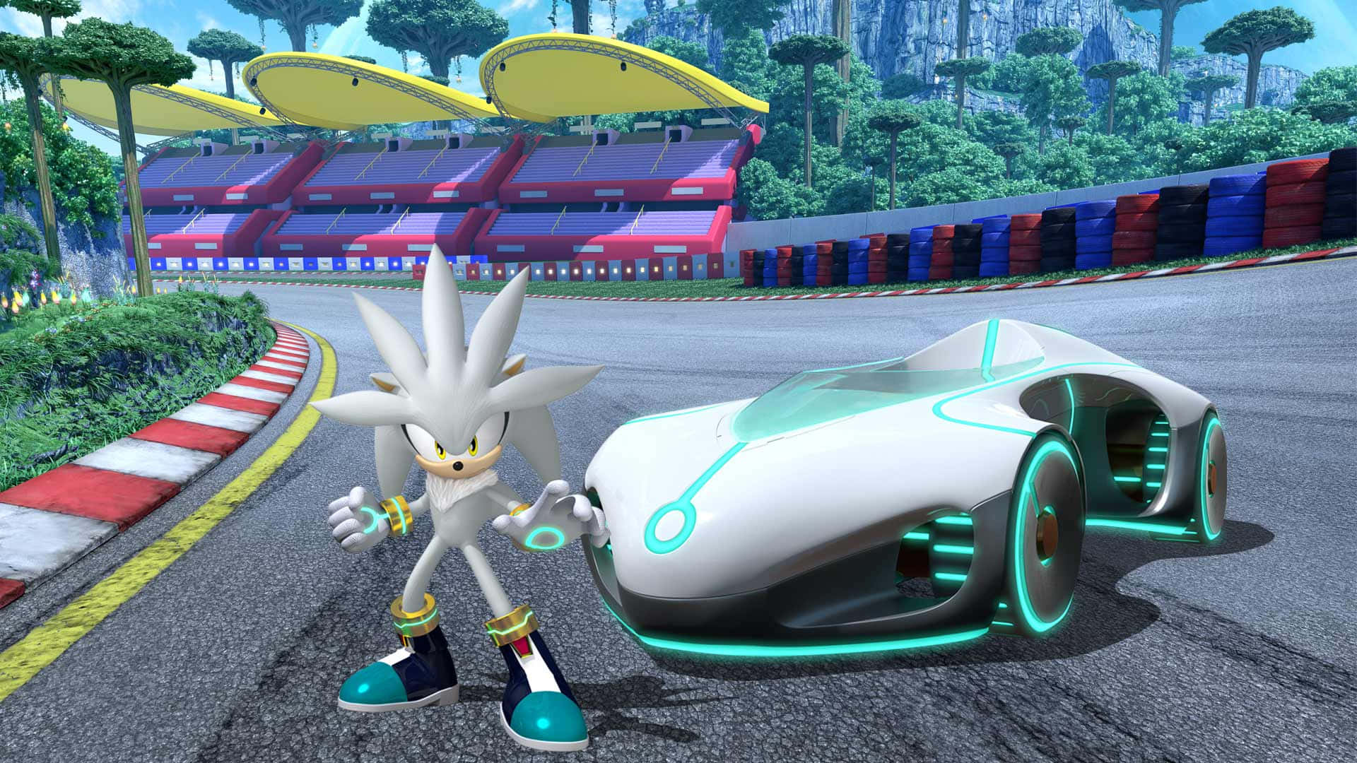 Sonic and Friends Speeding Through an Exciting Race Wallpaper