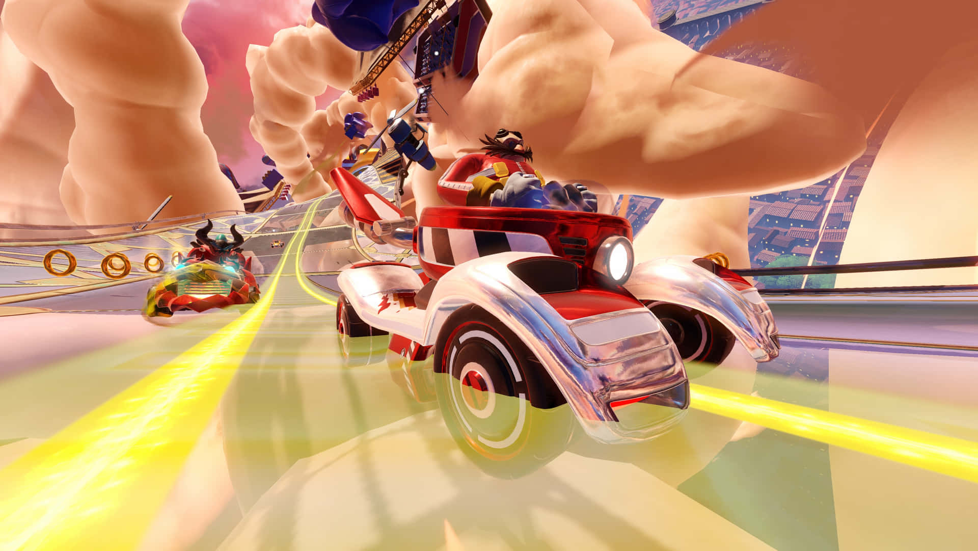 Sonic Battle Racers speeding down the track Wallpaper