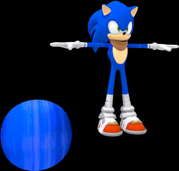 Sonic_ Character_ Pose_with_ Blue_ Orb PNG
