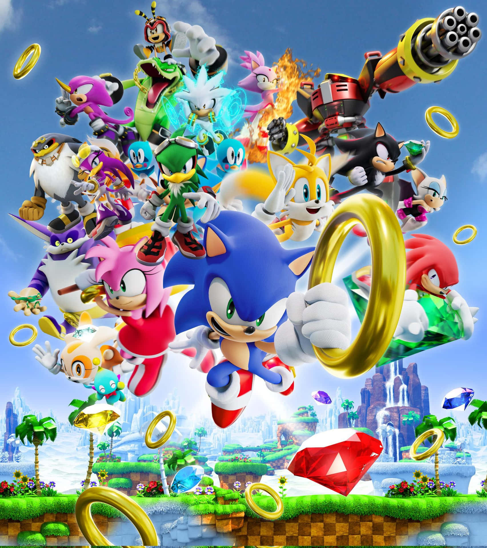 Sonic Characters Gathered Together Wallpaper