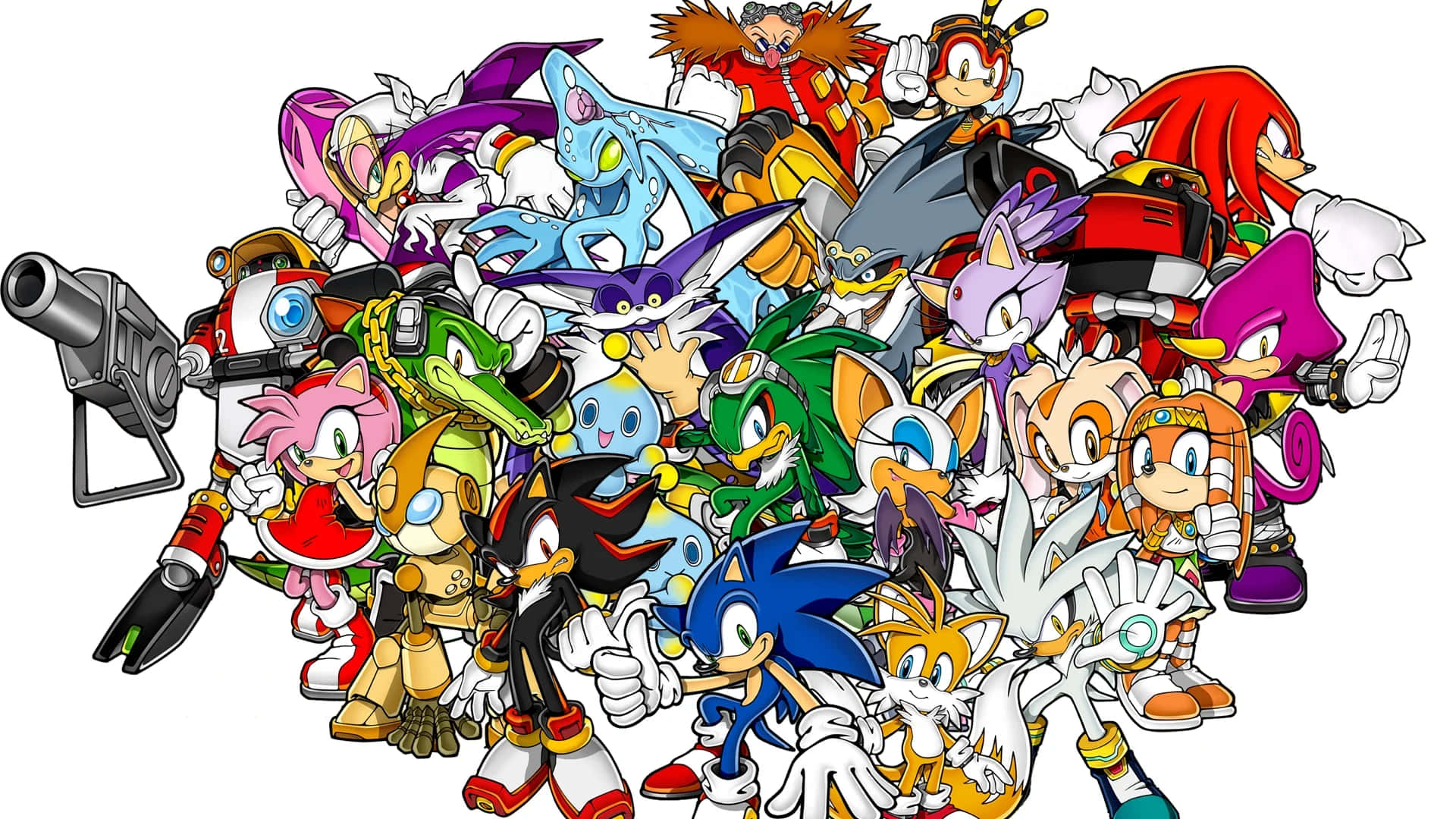 Action-packed Sonic Characters Wallpaper Wallpaper