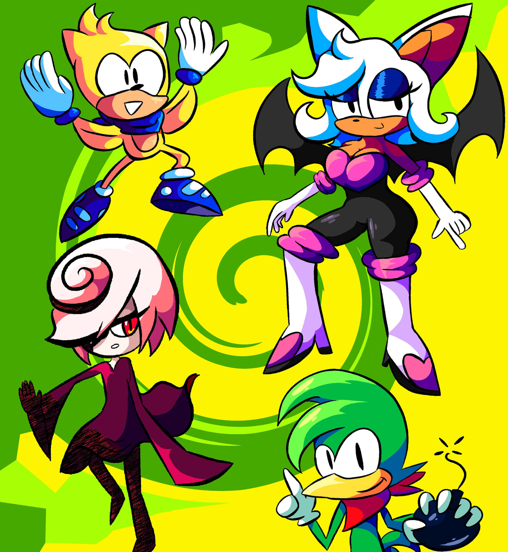 Iconic Sonic Characters Gathered Together Wallpaper