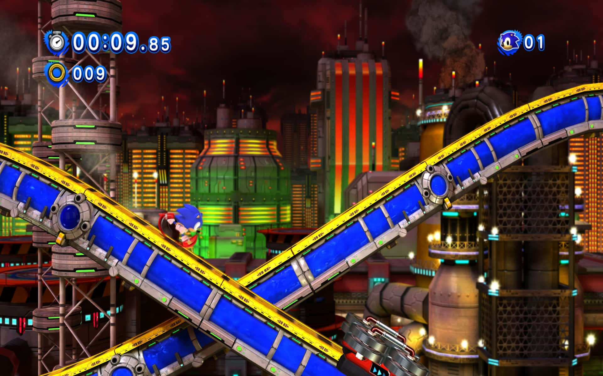 Sonic the Hedgehog exploring Chemical Plant Zone Wallpaper