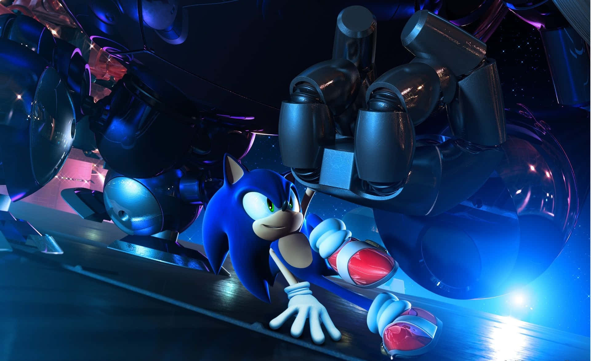 Sonic the Hedgehog dashing through City Escape Wallpaper