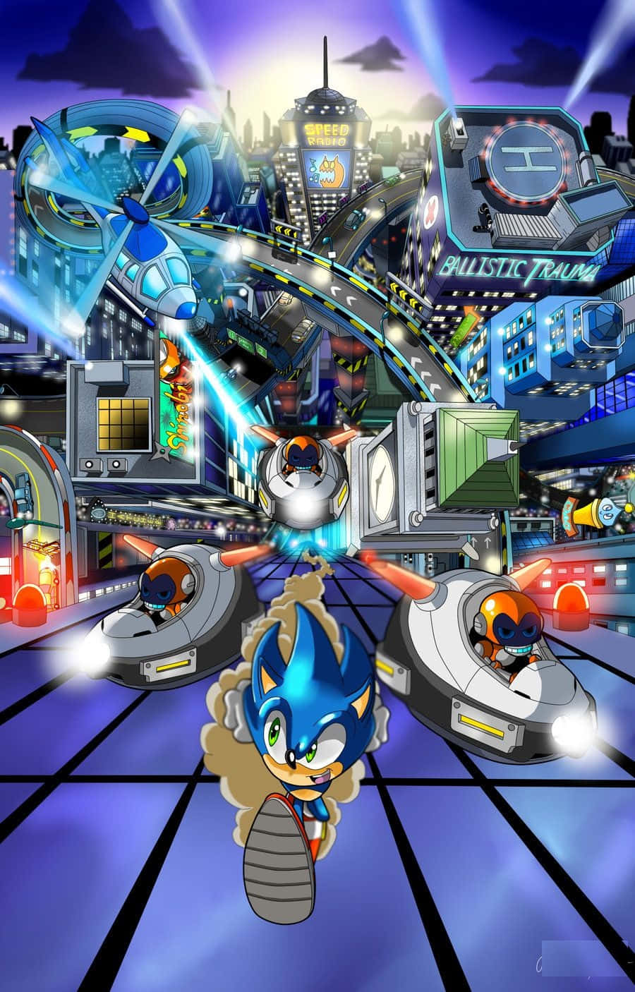 Sonic Adventure in City Escape Zone Wallpaper