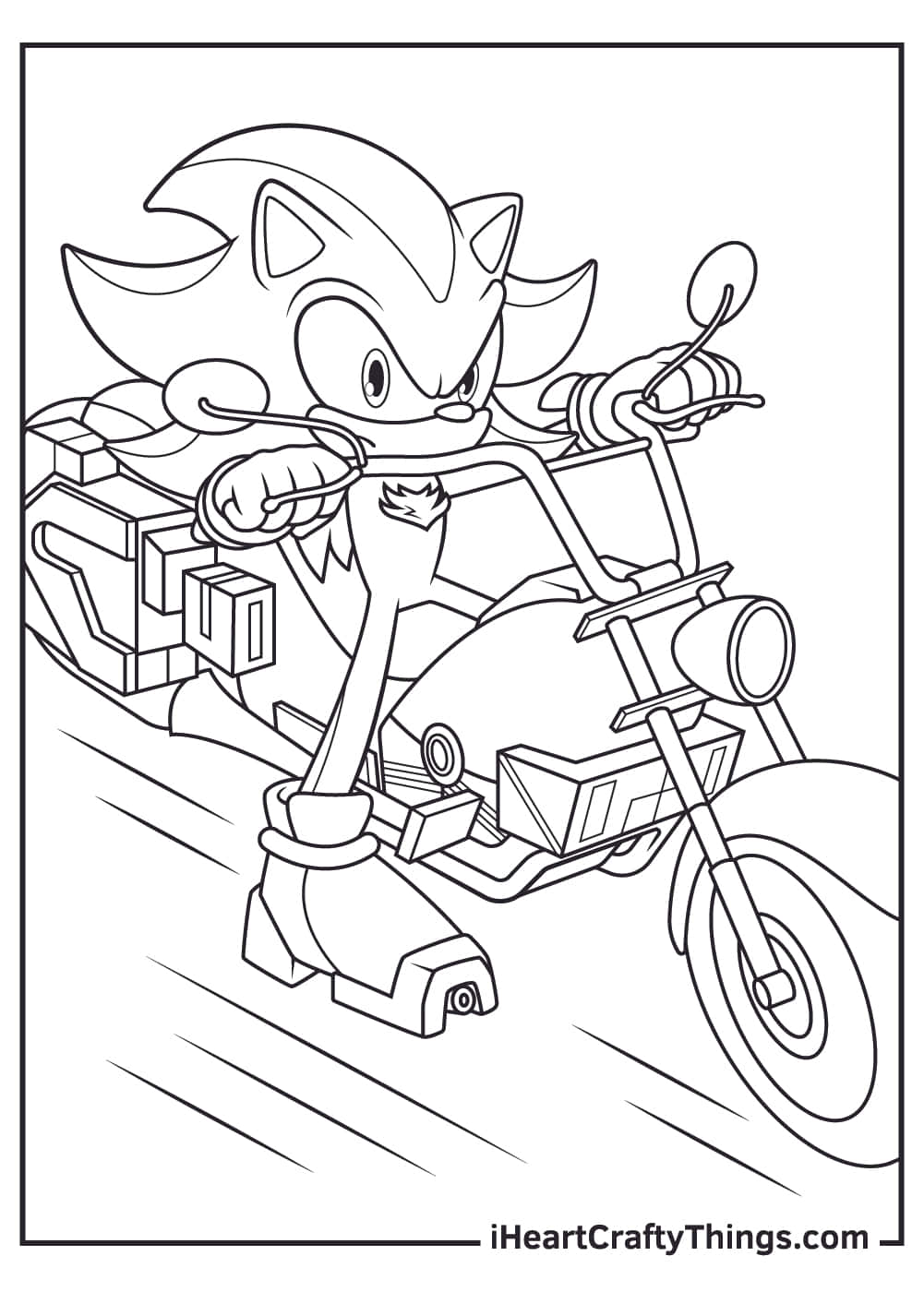 Immagineda Colorare Di Sonic Guidato Da Shadow The Hedgehog In Motocicletta.