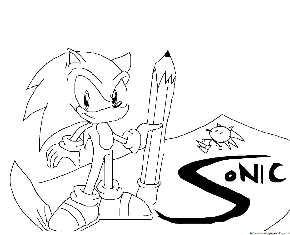 Sonic Coloring With Pencil And Paper Picture