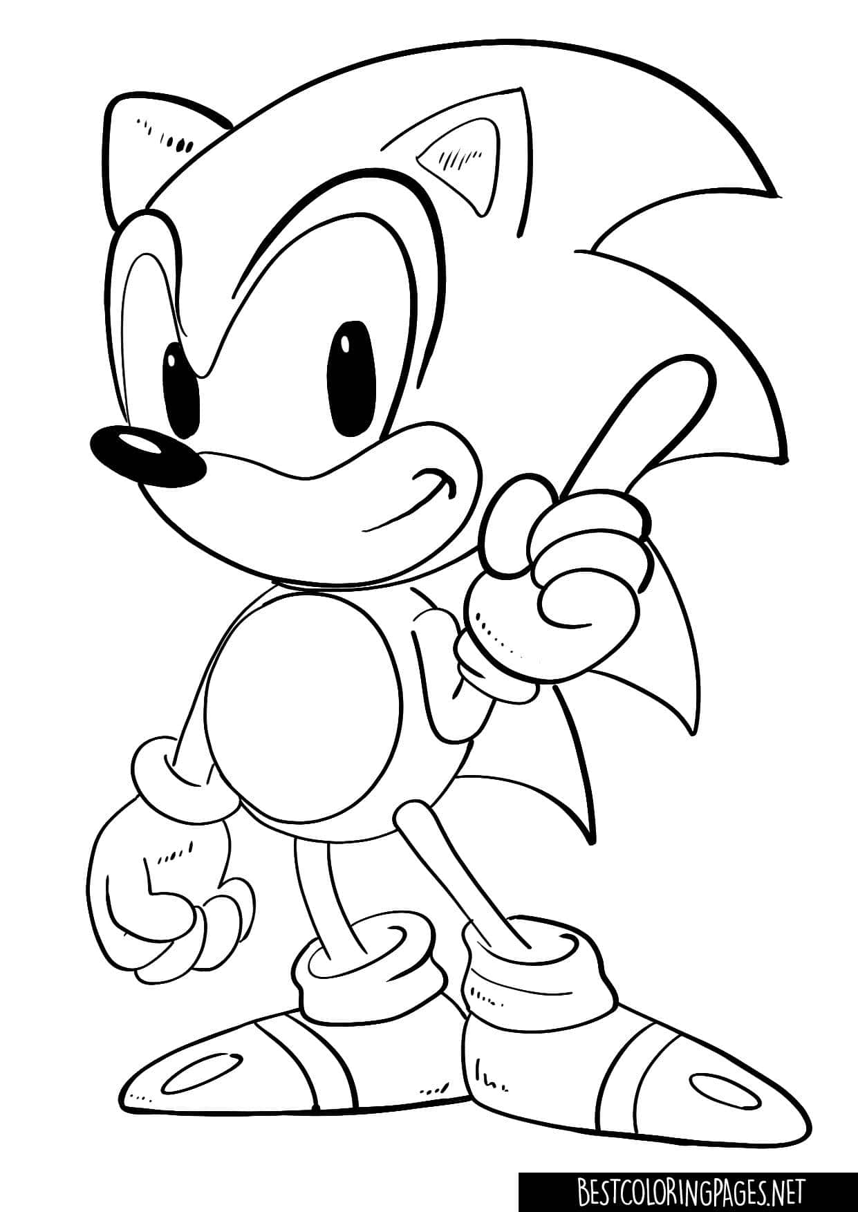 Sonic Coloring Cute Standing With Pointing Finger Picture