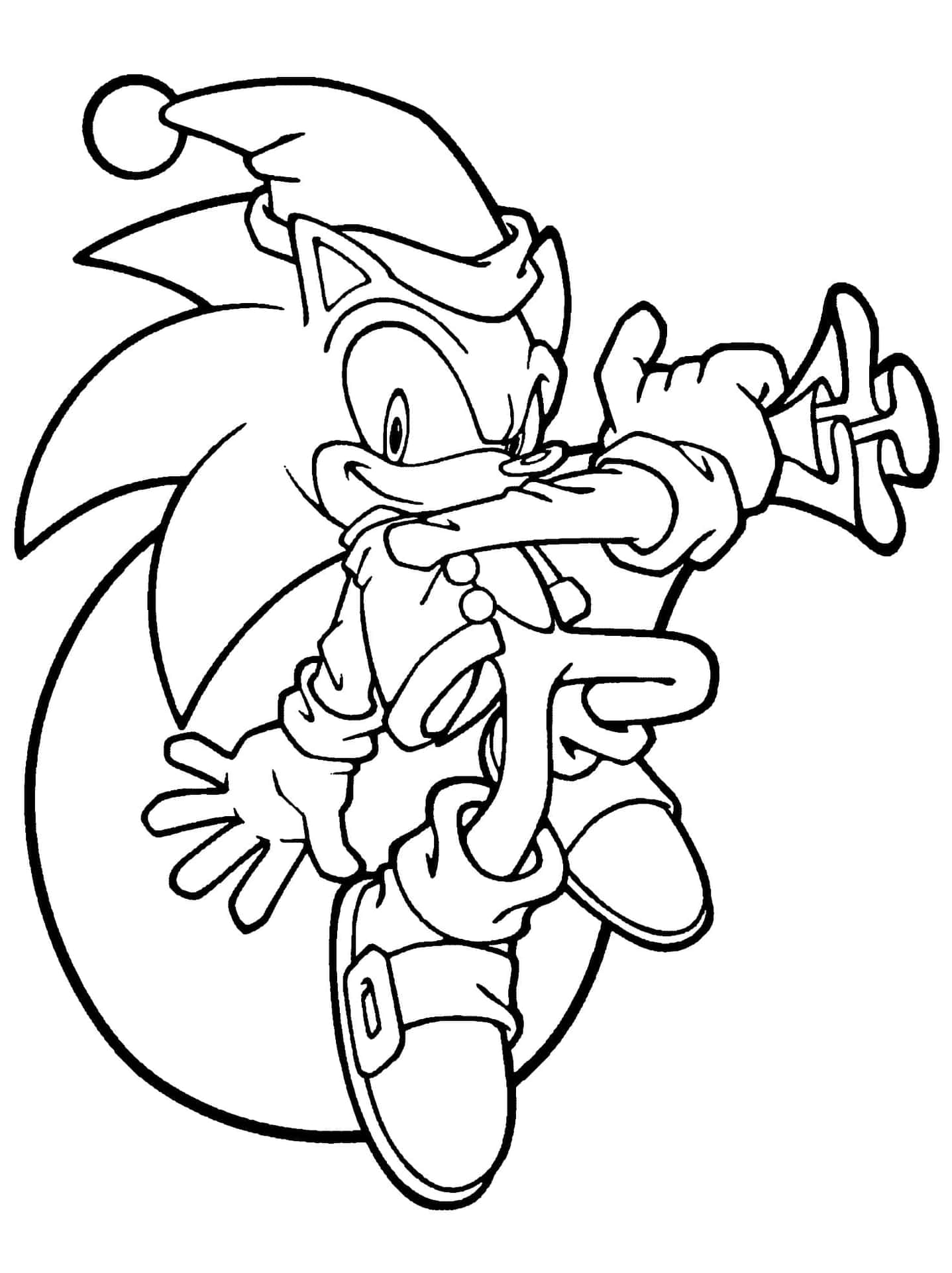 Immaginedi Sonic In Versione Natalizia Da Colorare.