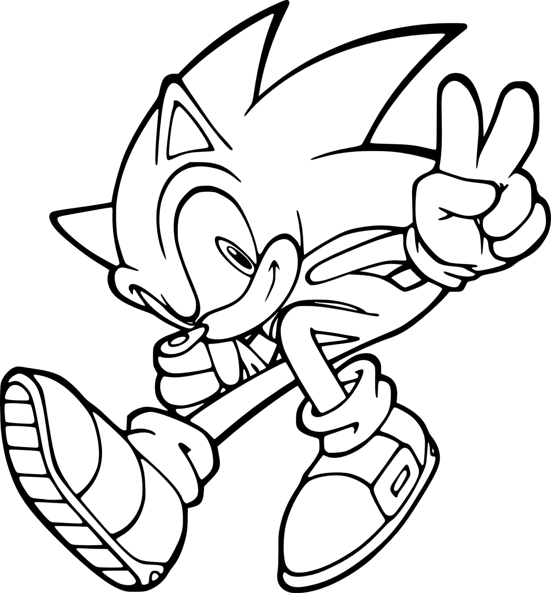 Immagineda Colorare Di Sonic Con Il Simbolo Della Pace