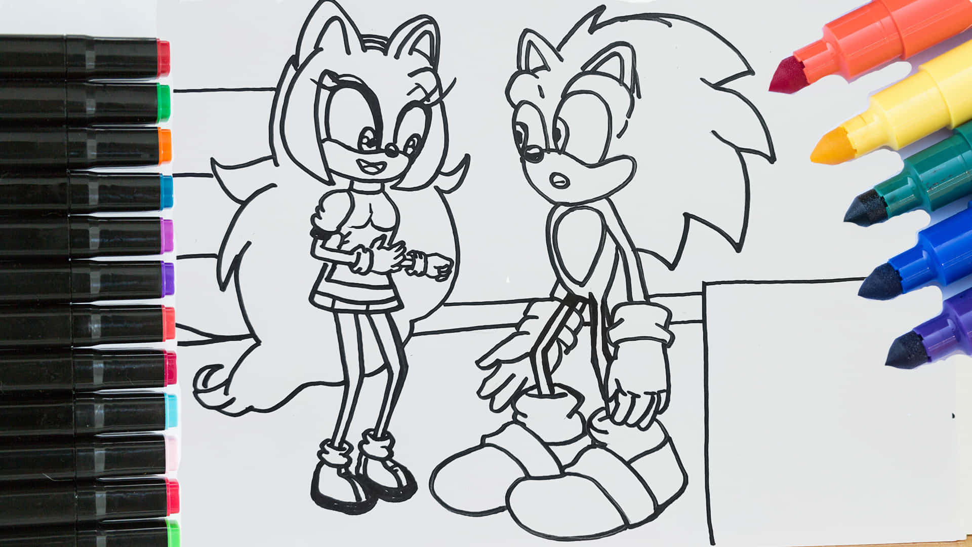 Sonic Coloring Amy Rose and Sonic Picture