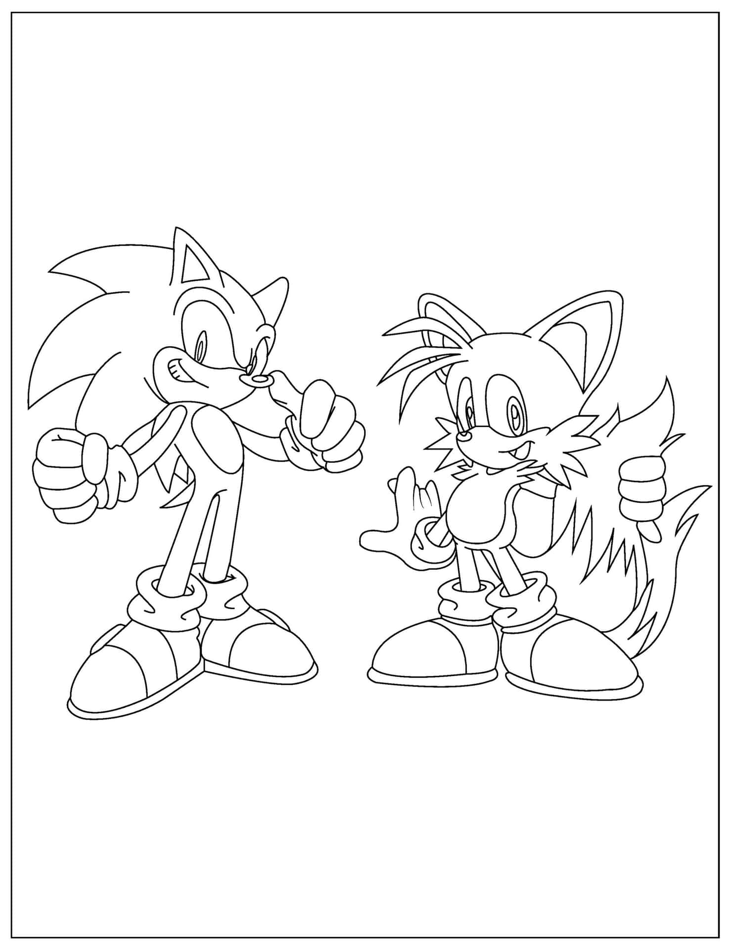 Imagende Sonic Y Tails Sonriendo Para Colorear.