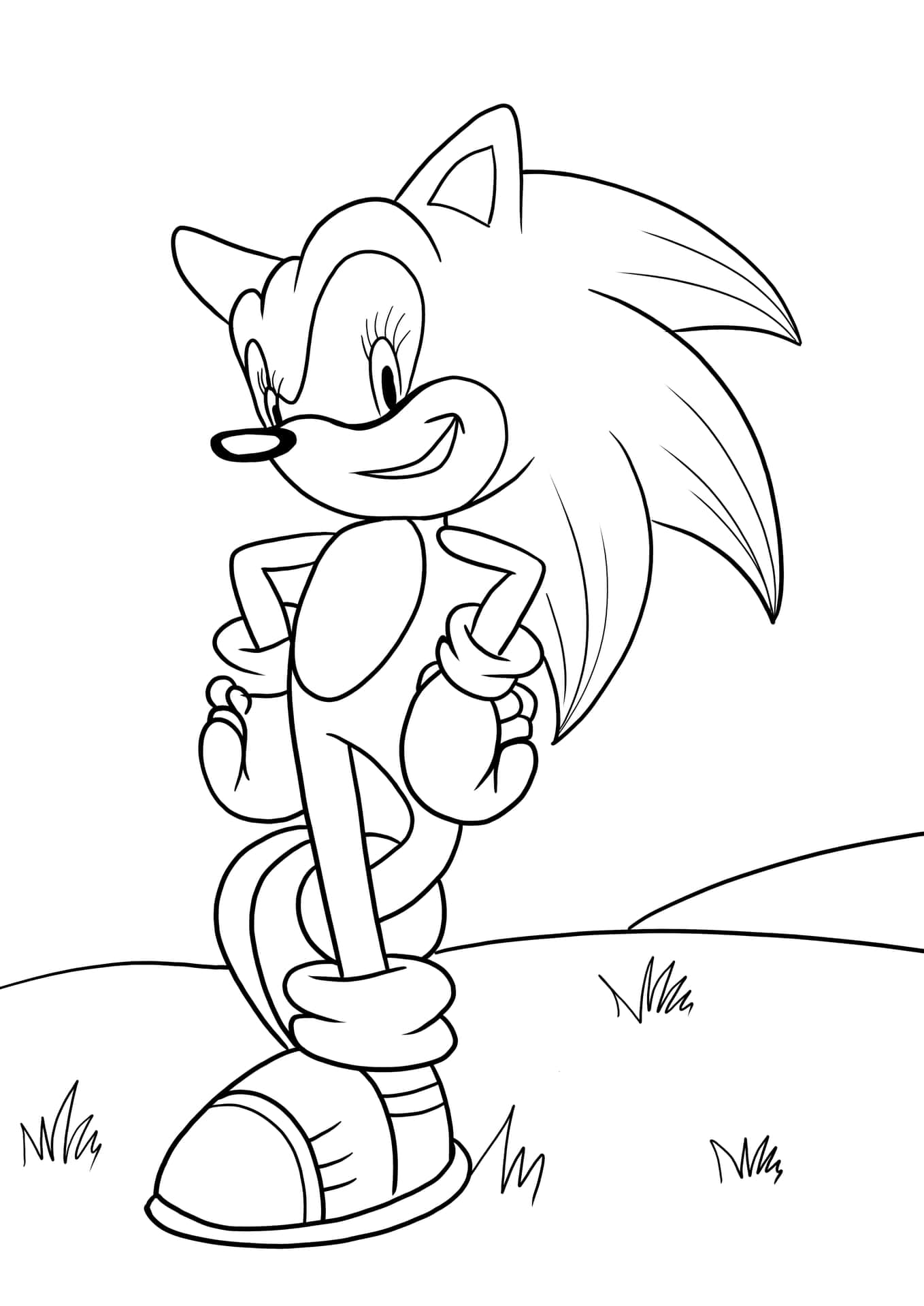Sonic Coloring Hands On Waist Picture